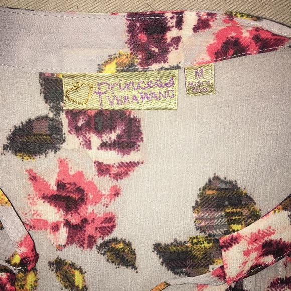 ❌SOLD❌ Princess Vera Wang Gray Sheer Blouse Floral - Picture 6 of 7